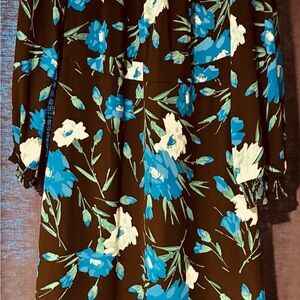 J. Crew Blue and White Floral Long Sleeve Dress